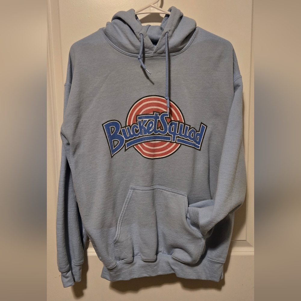 Blue Over-the-head Hoodie W/Pocket. Looney Tunes Style Graphic